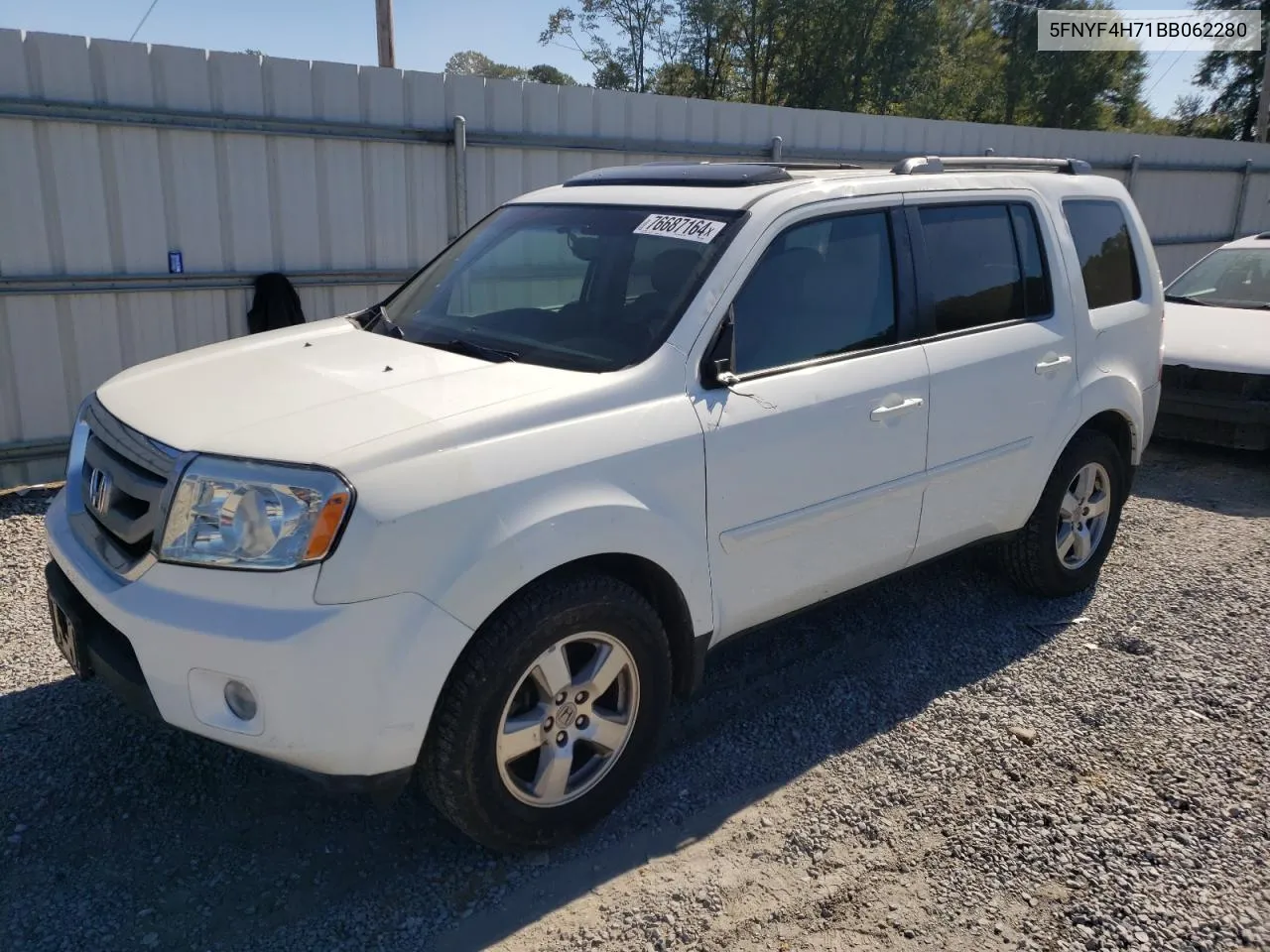 2011 Honda Pilot Exln VIN: 5FNYF4H71BB062280 Lot: 76687164