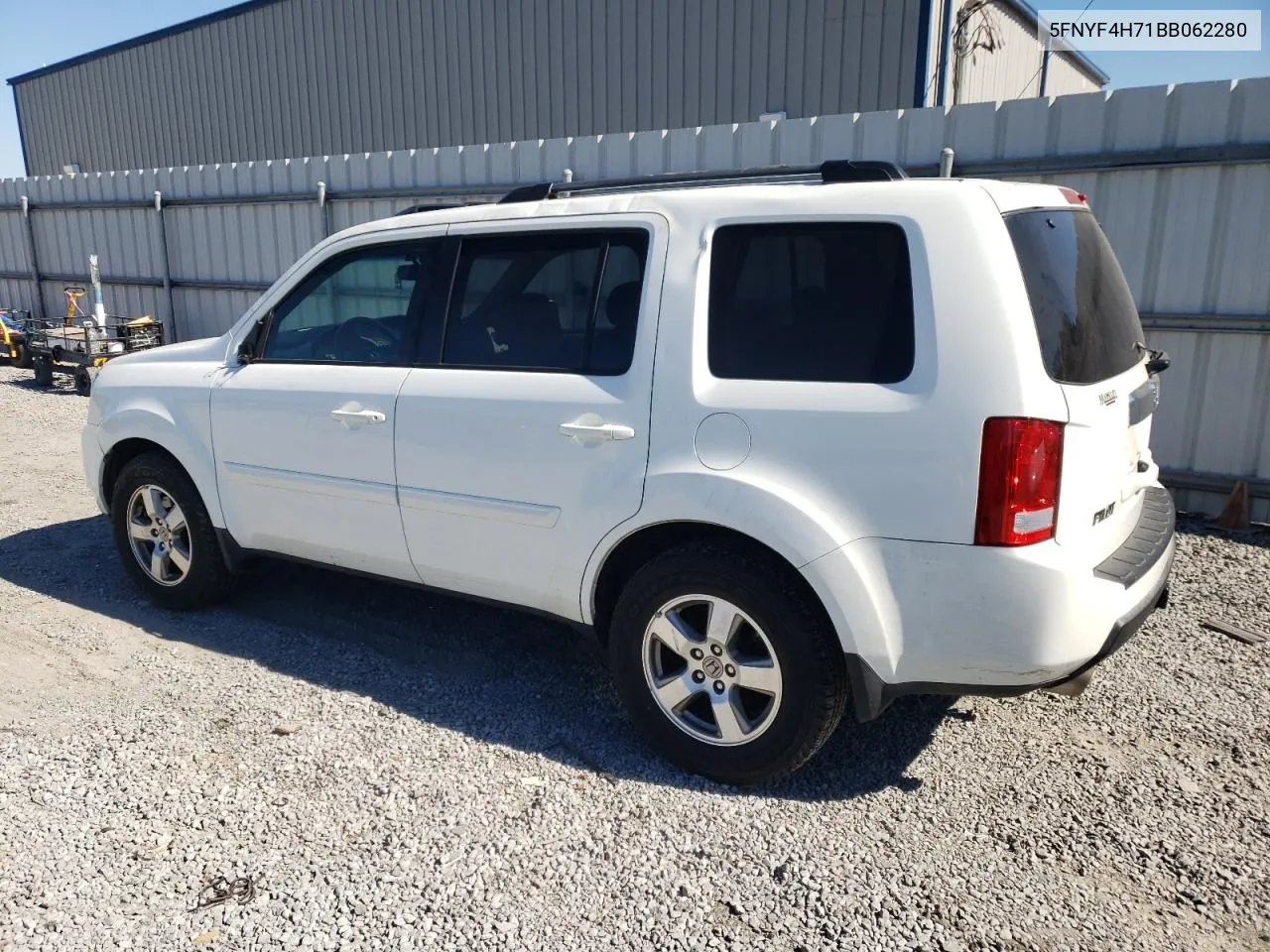 2011 Honda Pilot Exln VIN: 5FNYF4H71BB062280 Lot: 76687164