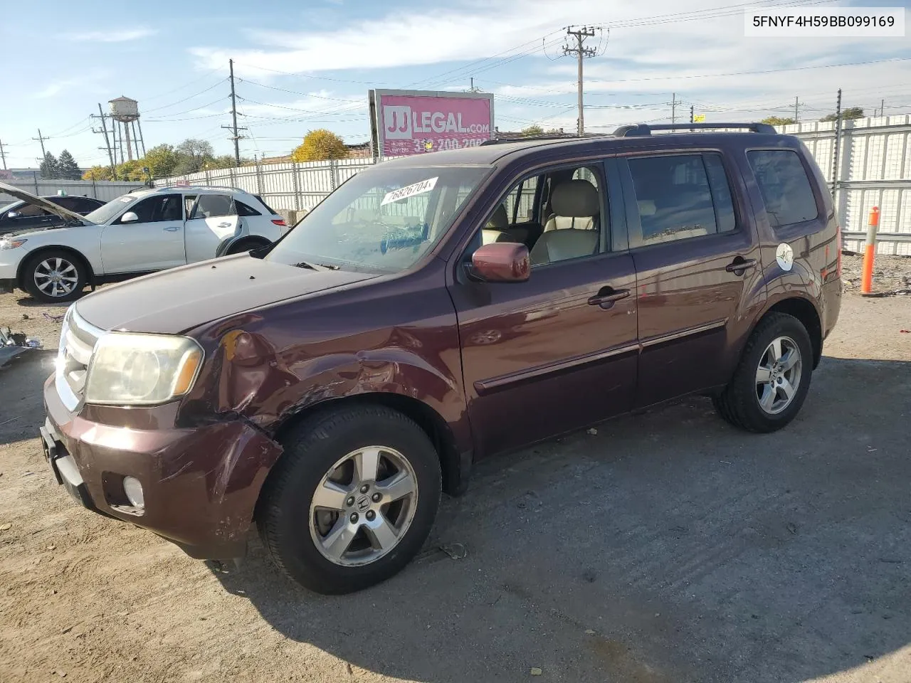 2011 Honda Pilot Exl VIN: 5FNYF4H59BB099169 Lot: 76826704