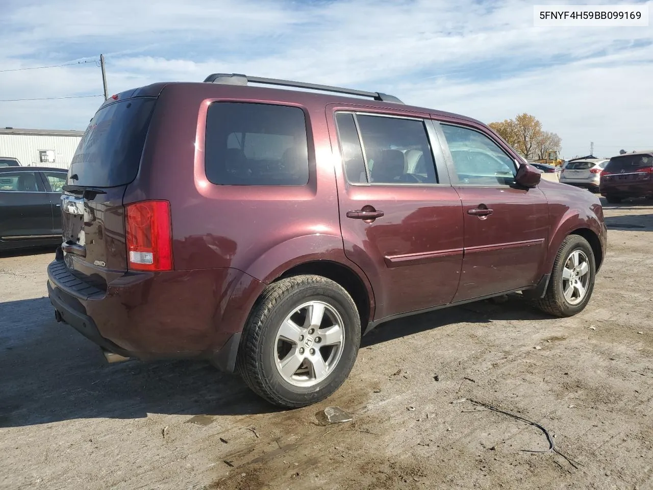 2011 Honda Pilot Exl VIN: 5FNYF4H59BB099169 Lot: 76826704