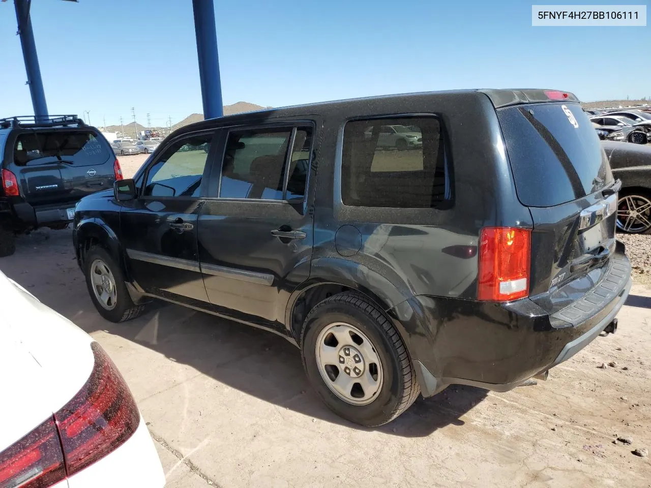 2011 Honda Pilot Lx VIN: 5FNYF4H27BB106111 Lot: 76977964