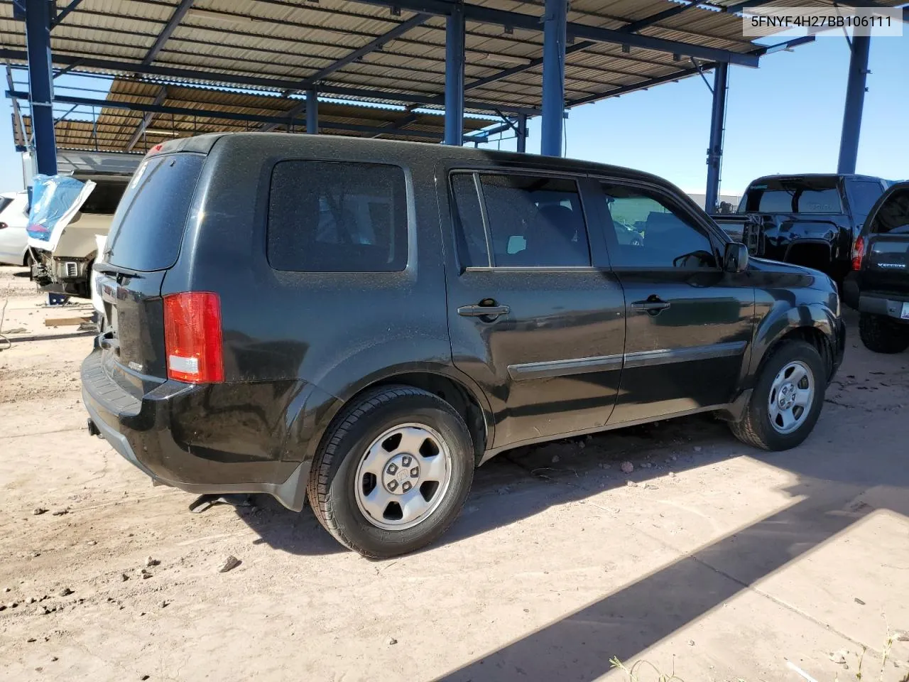 2011 Honda Pilot Lx VIN: 5FNYF4H27BB106111 Lot: 76977964