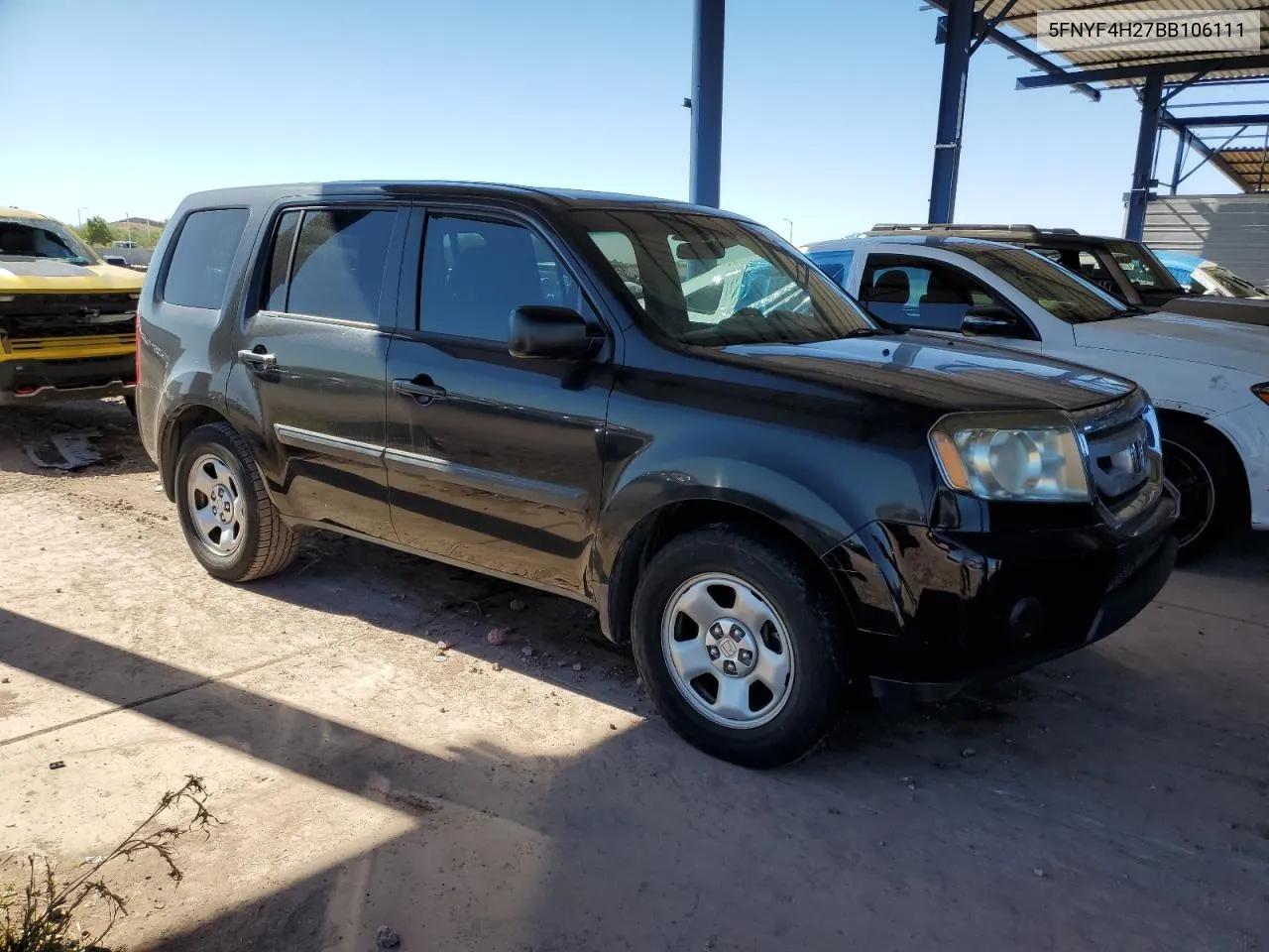 2011 Honda Pilot Lx VIN: 5FNYF4H27BB106111 Lot: 76977964