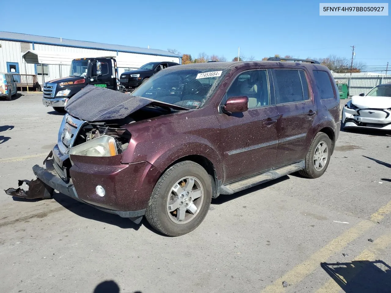 2011 Honda Pilot Touring VIN: 5FNYF4H97BB050927 Lot: 77453684