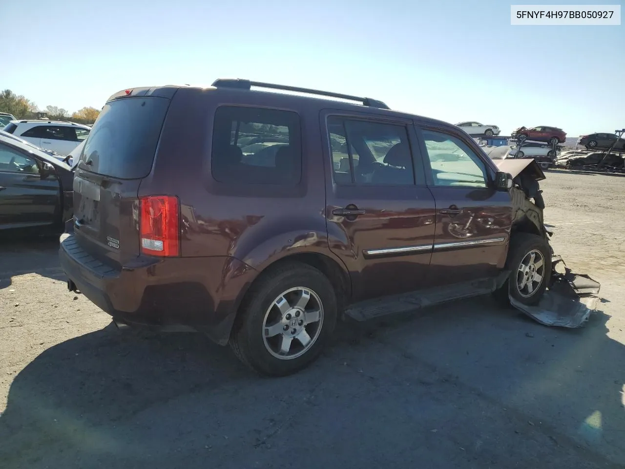 2011 Honda Pilot Touring VIN: 5FNYF4H97BB050927 Lot: 77453684