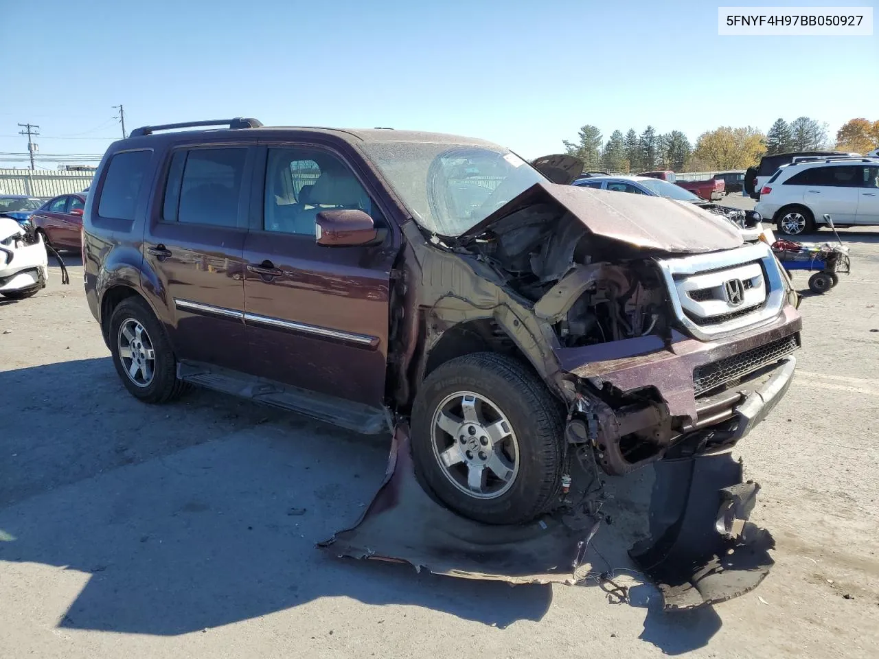 2011 Honda Pilot Touring VIN: 5FNYF4H97BB050927 Lot: 77453684