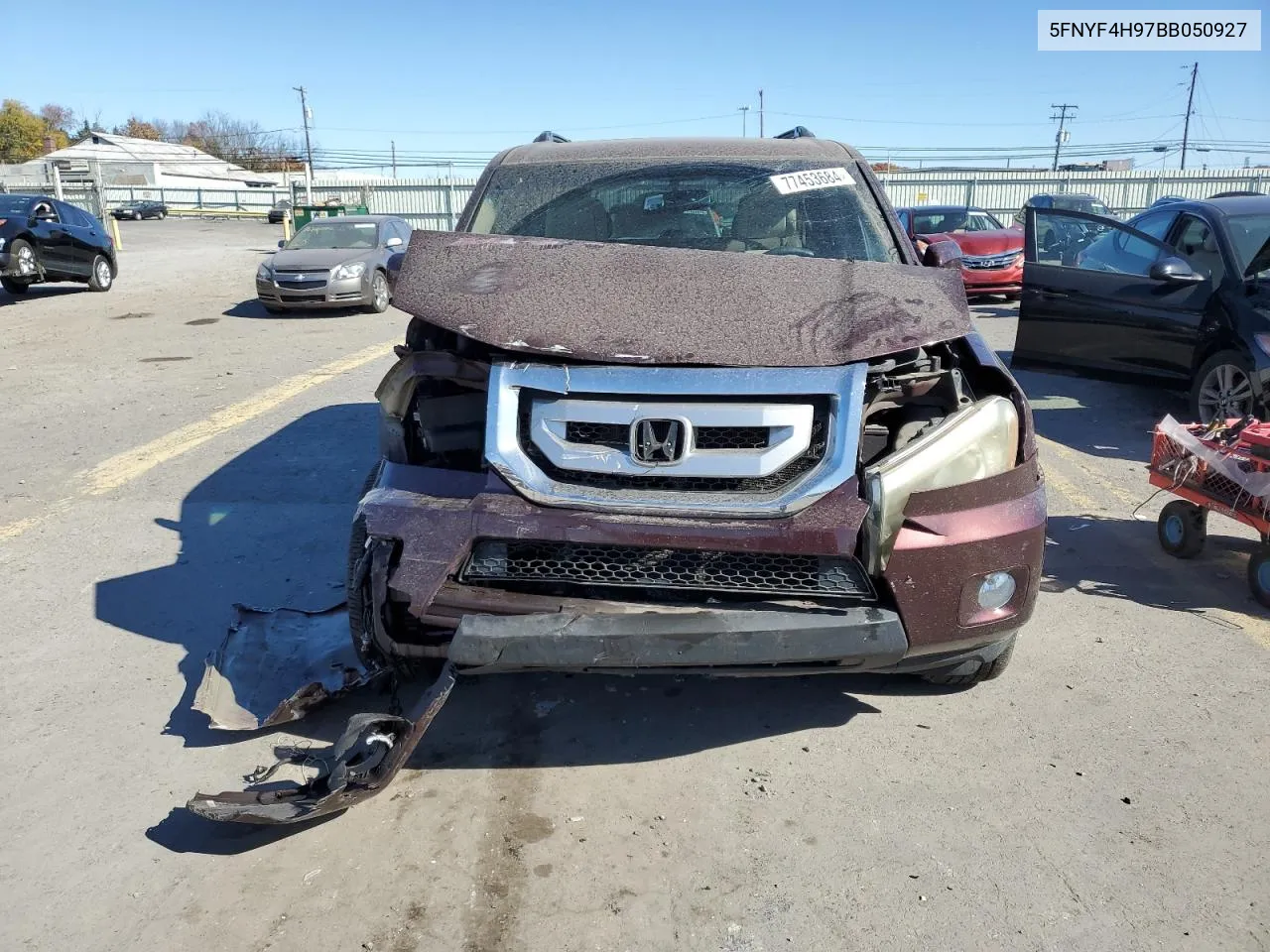 2011 Honda Pilot Touring VIN: 5FNYF4H97BB050927 Lot: 77453684