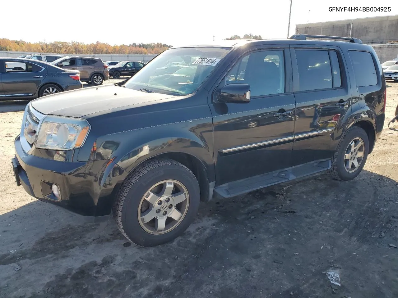 2011 Honda Pilot Touring VIN: 5FNYF4H94BB004925 Lot: 77551884