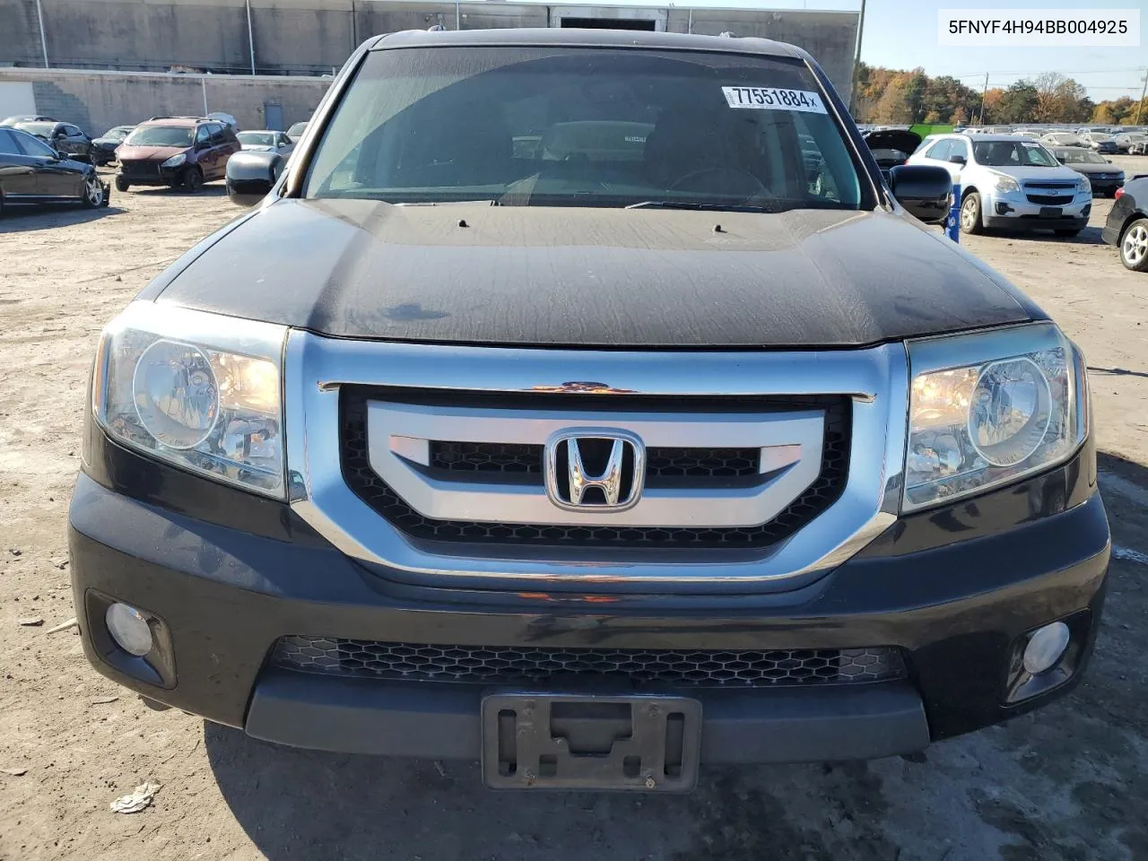 2011 Honda Pilot Touring VIN: 5FNYF4H94BB004925 Lot: 77551884