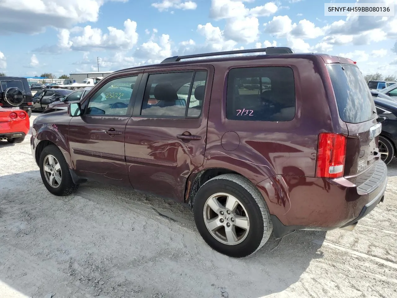 2011 Honda Pilot Exl VIN: 5FNYF4H59BB080136 Lot: 77818324