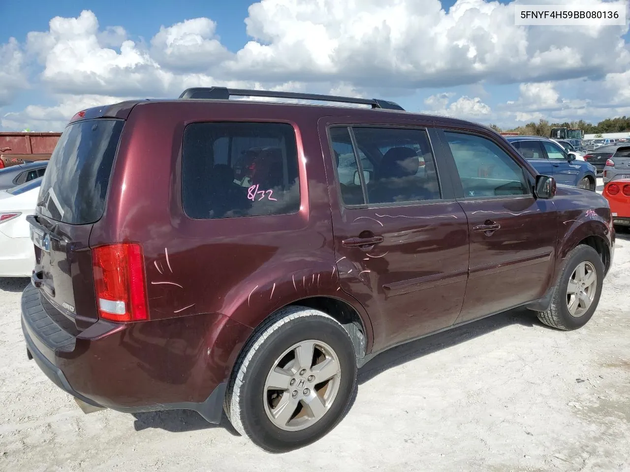 2011 Honda Pilot Exl VIN: 5FNYF4H59BB080136 Lot: 77818324