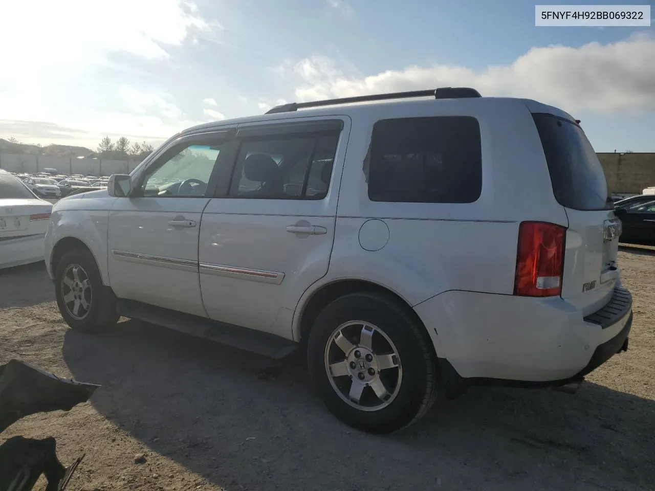 2011 Honda Pilot Touring VIN: 5FNYF4H92BB069322 Lot: 77932764