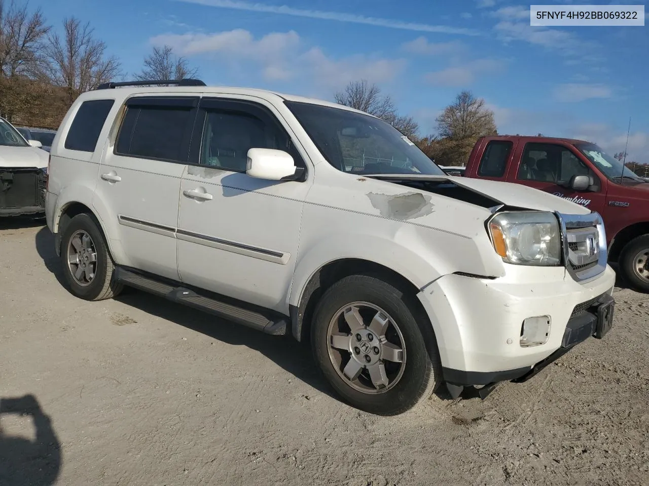 2011 Honda Pilot Touring VIN: 5FNYF4H92BB069322 Lot: 77932764