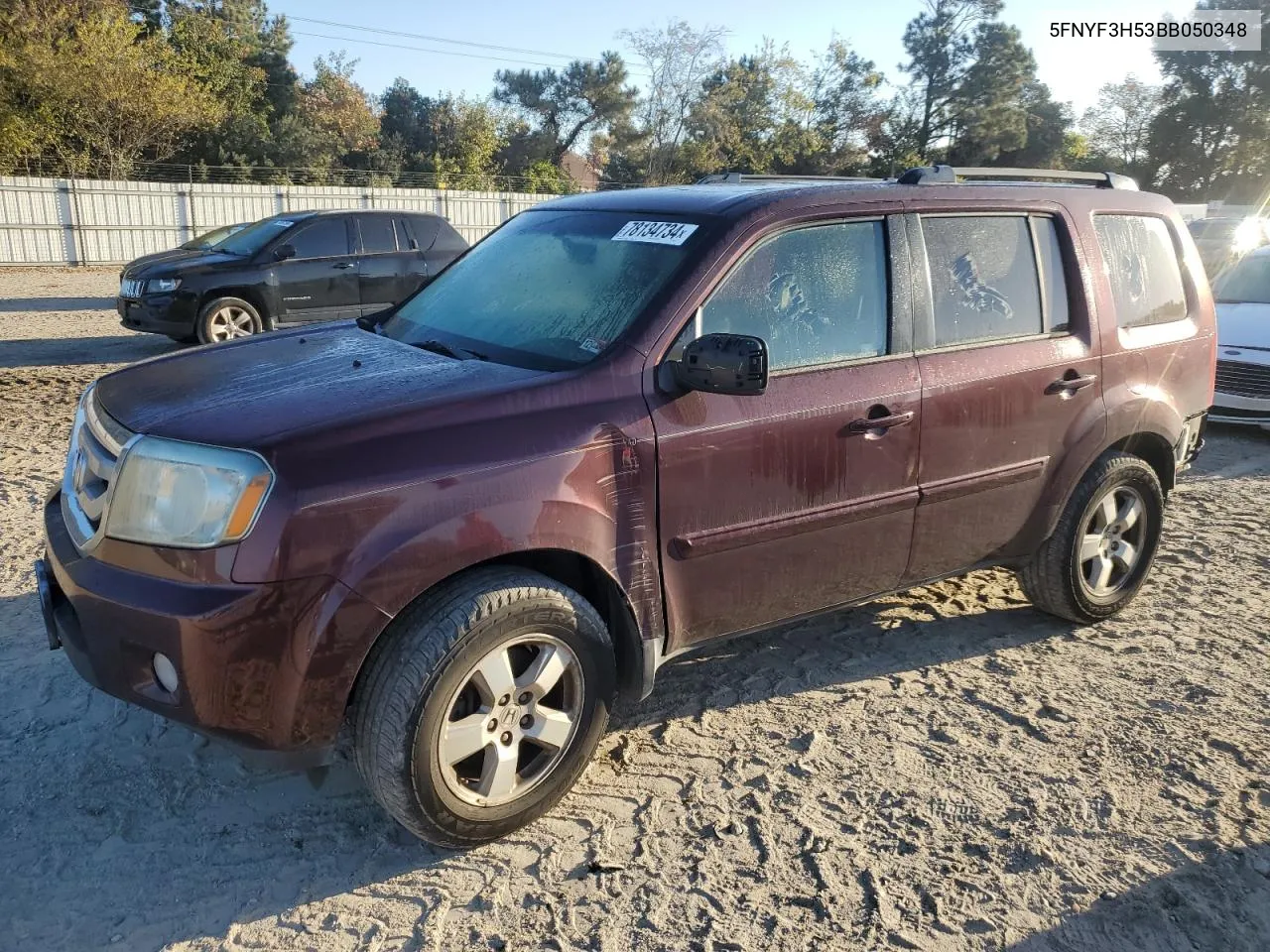 2011 Honda Pilot Exl VIN: 5FNYF3H53BB050348 Lot: 78134734