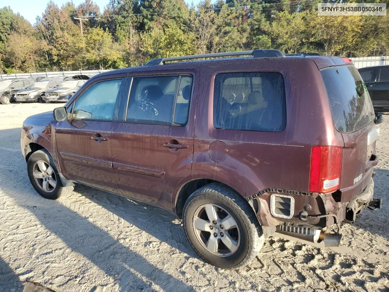 2011 Honda Pilot Exl VIN: 5FNYF3H53BB050348 Lot: 78134734