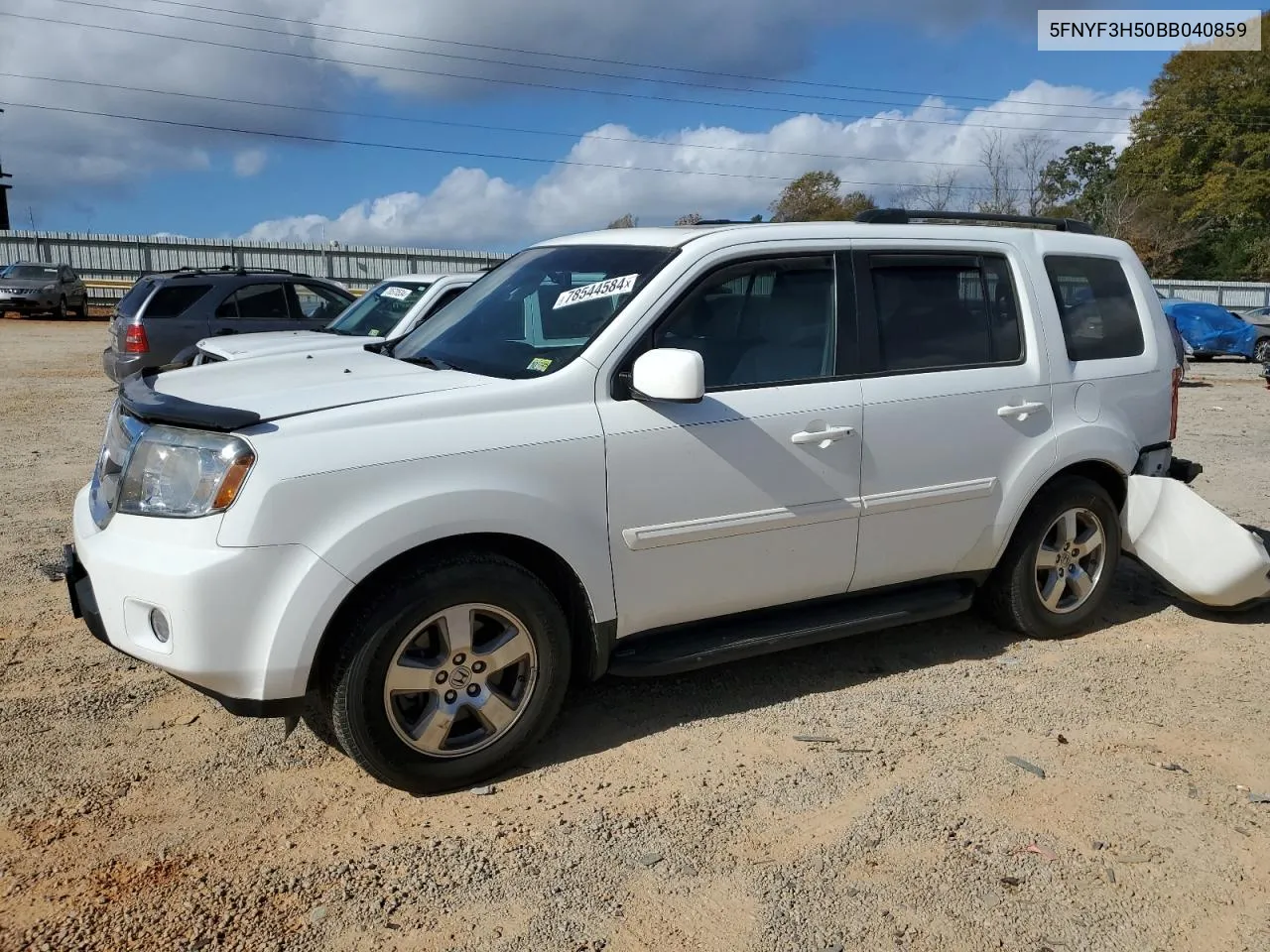 2011 Honda Pilot Exl VIN: 5FNYF3H50BB040859 Lot: 78544584