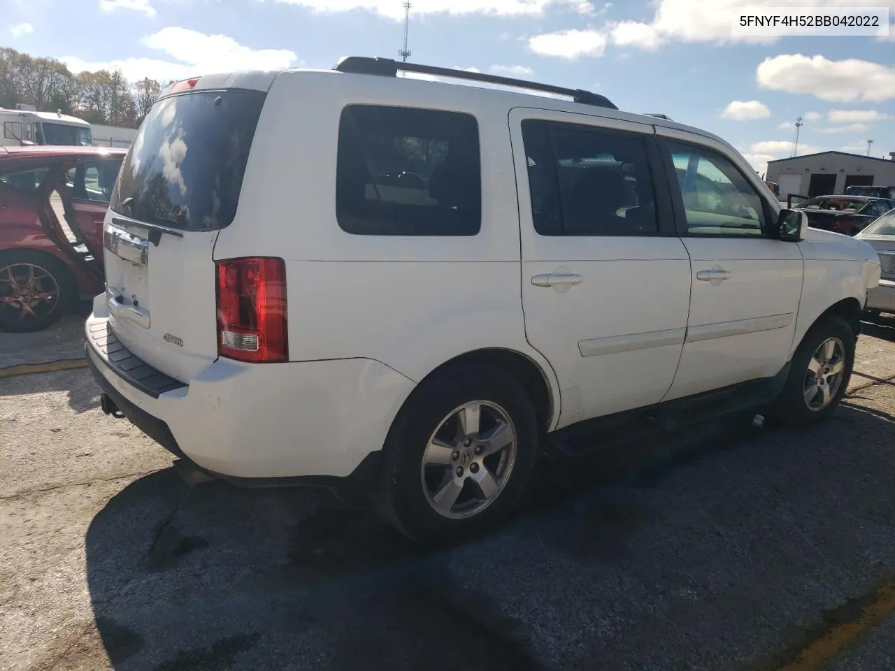 2011 Honda Pilot Exl VIN: 5FNYF4H52BB042022 Lot: 78634794