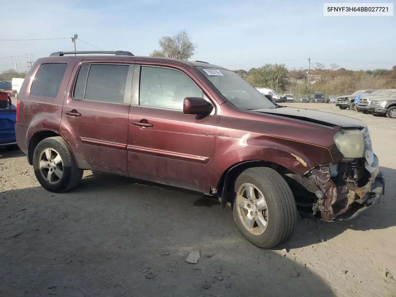 2011 Honda Pilot Exl VIN: 5FNYF3H64BB027721 Lot: 78653194