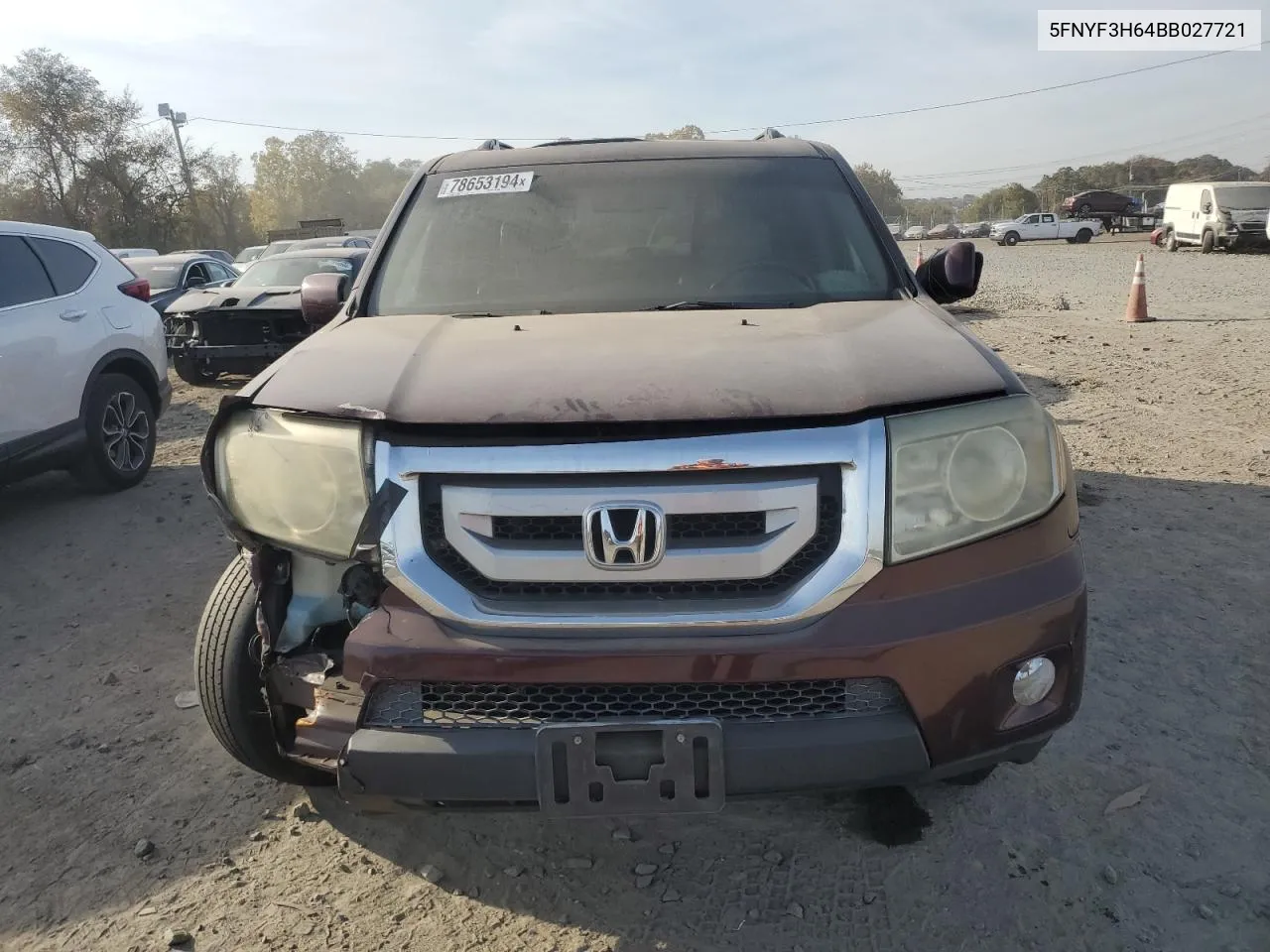 2011 Honda Pilot Exl VIN: 5FNYF3H64BB027721 Lot: 78653194