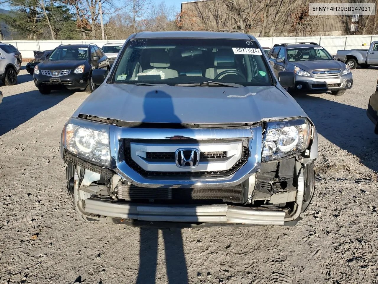 2011 Honda Pilot Lx VIN: 5FNYF4H29BB047031 Lot: 80271524