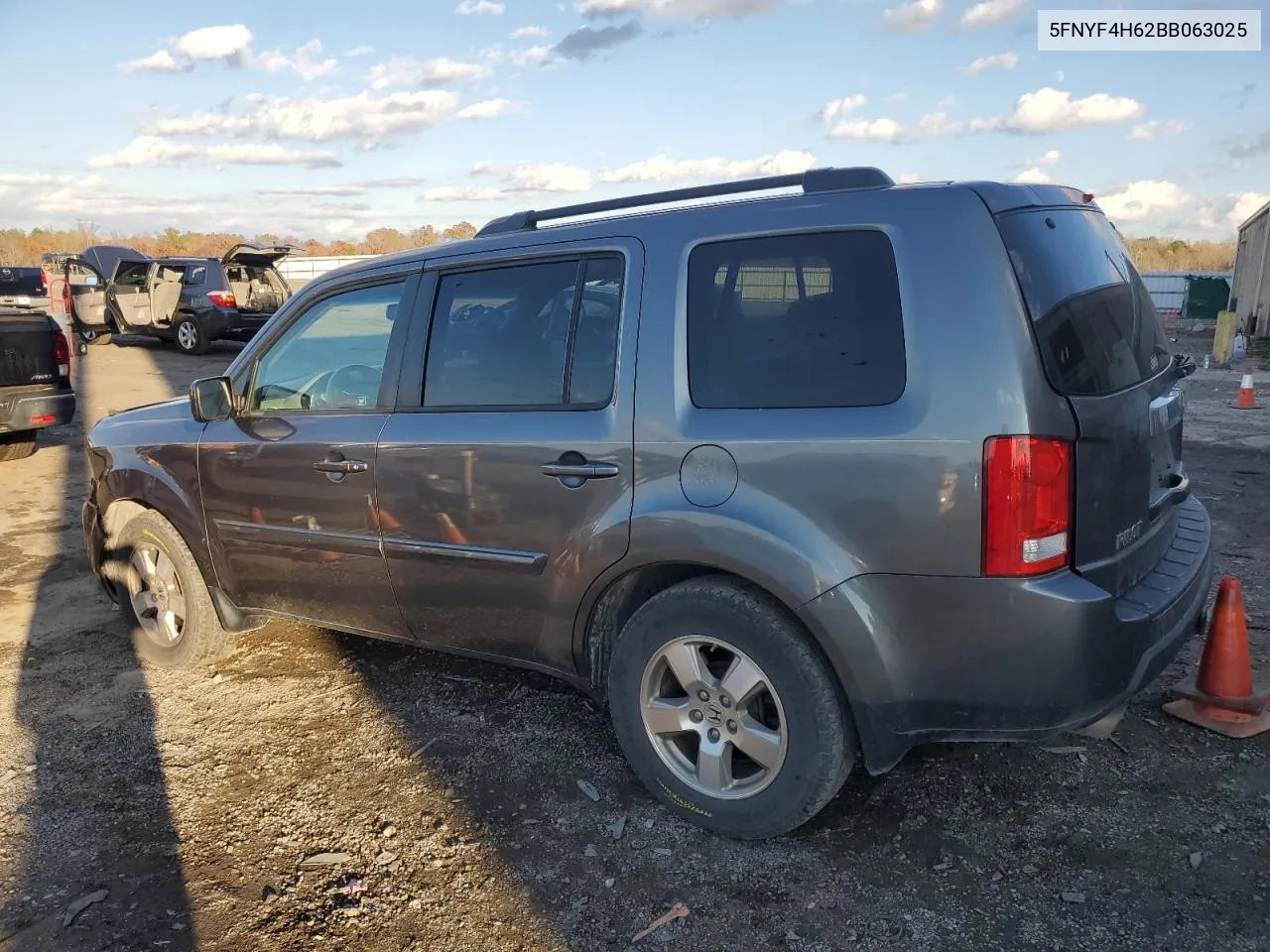 2011 Honda Pilot Exl VIN: 5FNYF4H62BB063025 Lot: 80288564