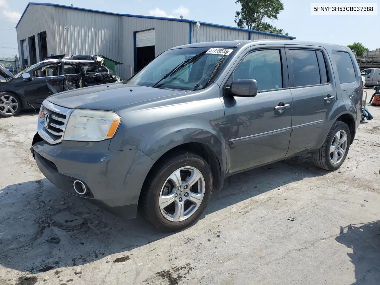 2012 Honda Pilot Exl VIN: 5FNYF3H53CB037388 Lot: 57169503