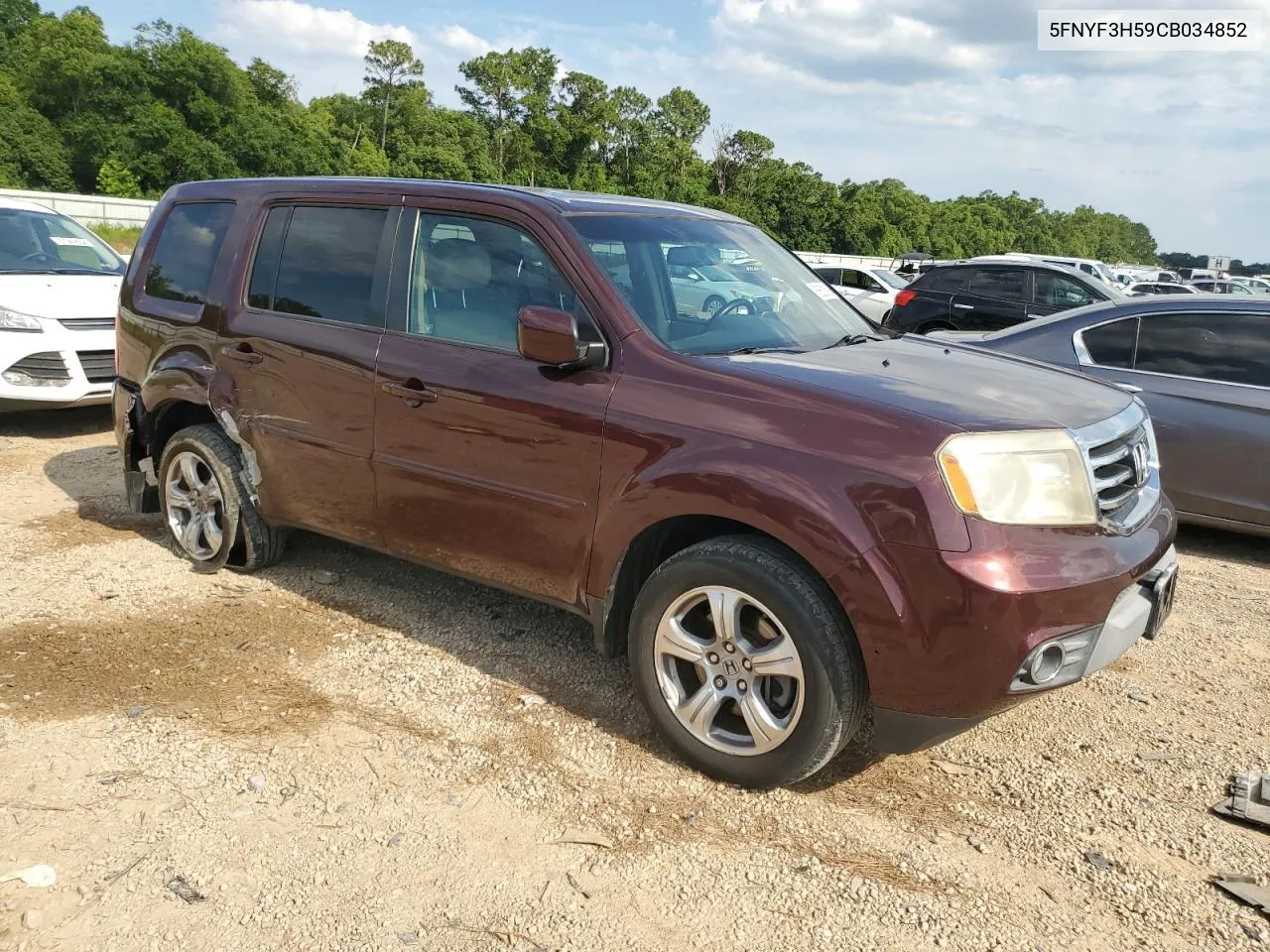 2012 Honda Pilot Exl VIN: 5FNYF3H59CB034852 Lot: 58621594