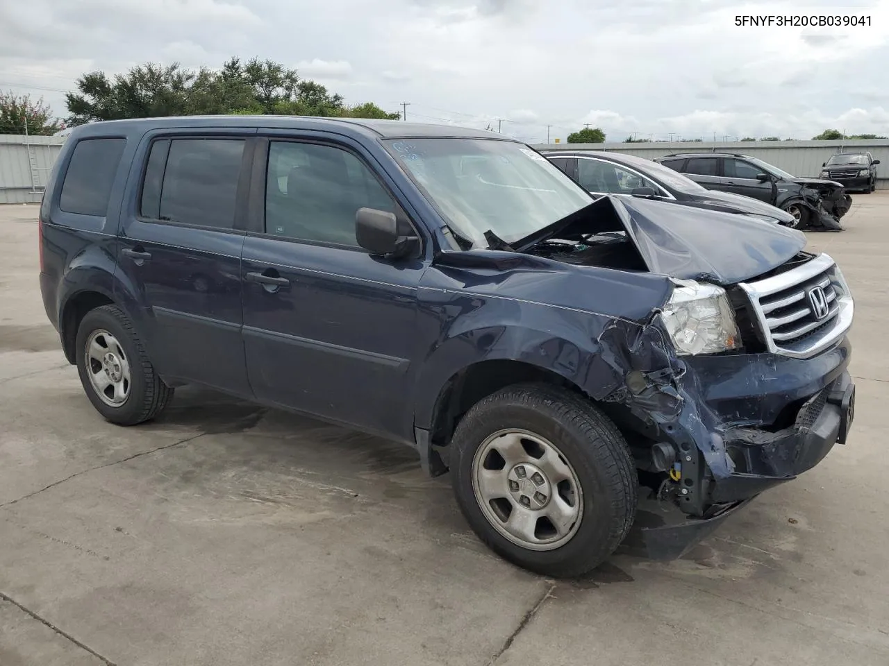 2012 Honda Pilot Lx VIN: 5FNYF3H20CB039041 Lot: 64450144