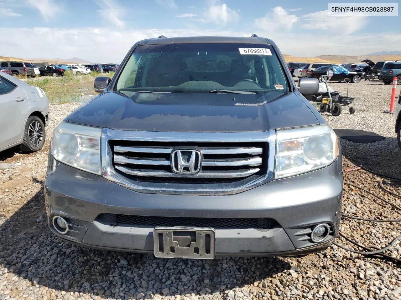 2012 Honda Pilot Touring VIN: 5FNYF4H98CB028887 Lot: 67050214