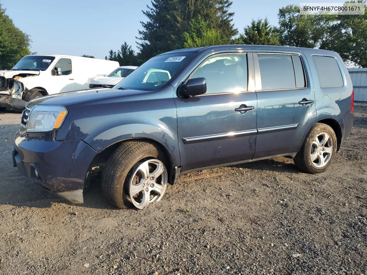 2012 Honda Pilot Exl VIN: 5FNYF4H67CB001671 Lot: 67259974