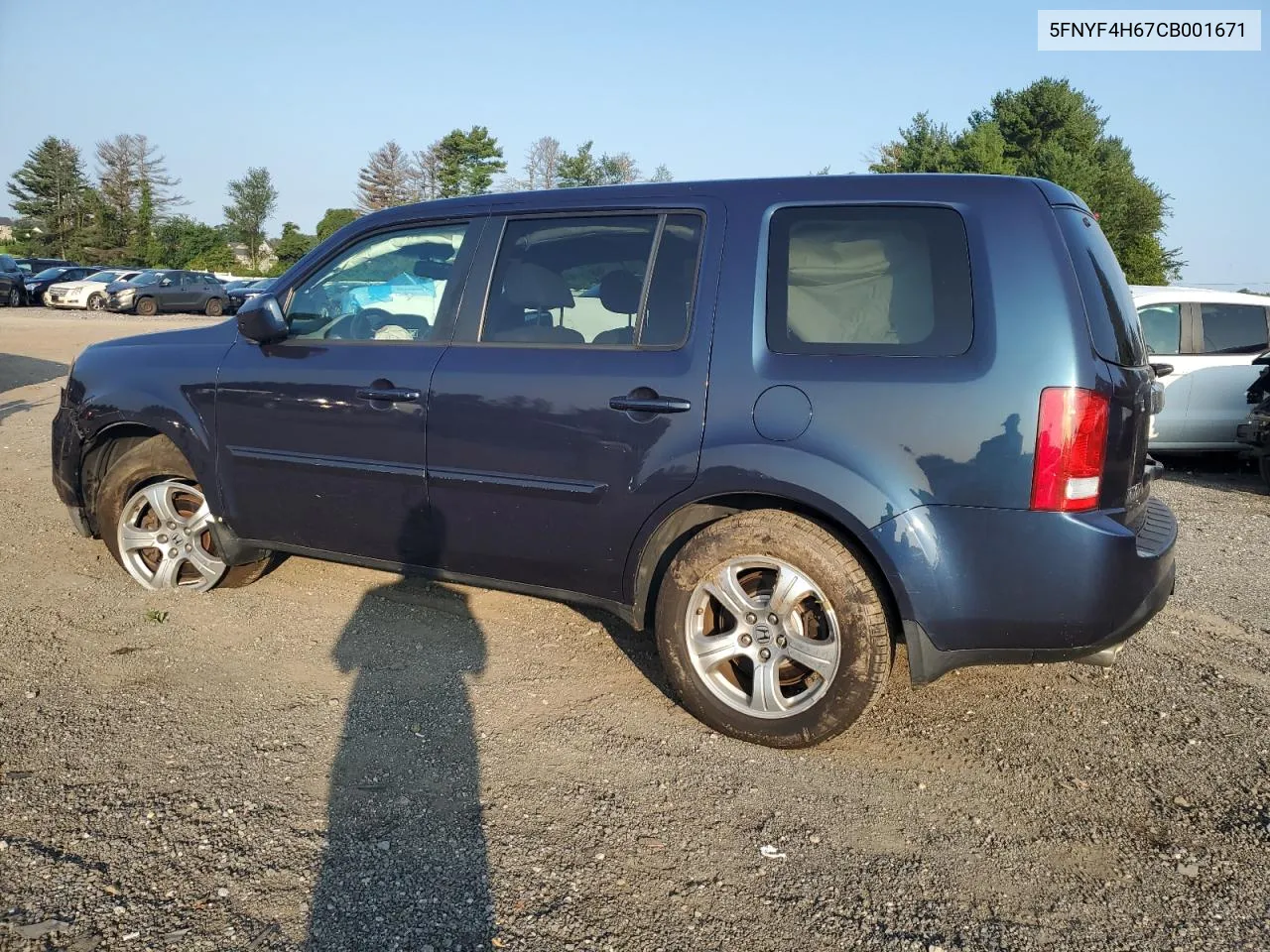 2012 Honda Pilot Exl VIN: 5FNYF4H67CB001671 Lot: 67259974