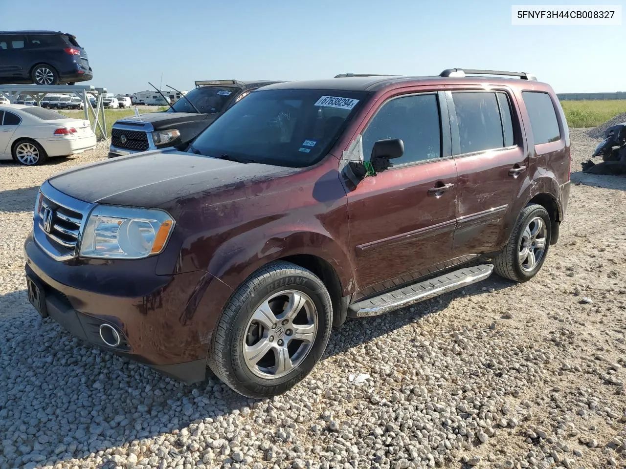 2012 Honda Pilot Ex VIN: 5FNYF3H44CB008327 Lot: 67638294