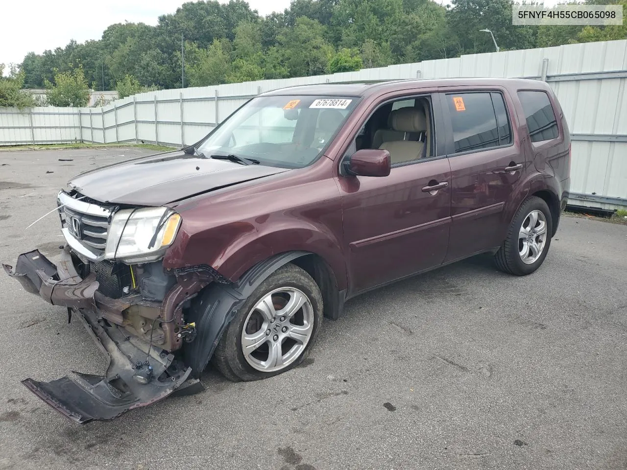 2012 Honda Pilot Exl VIN: 5FNYF4H55CB065098 Lot: 67678814