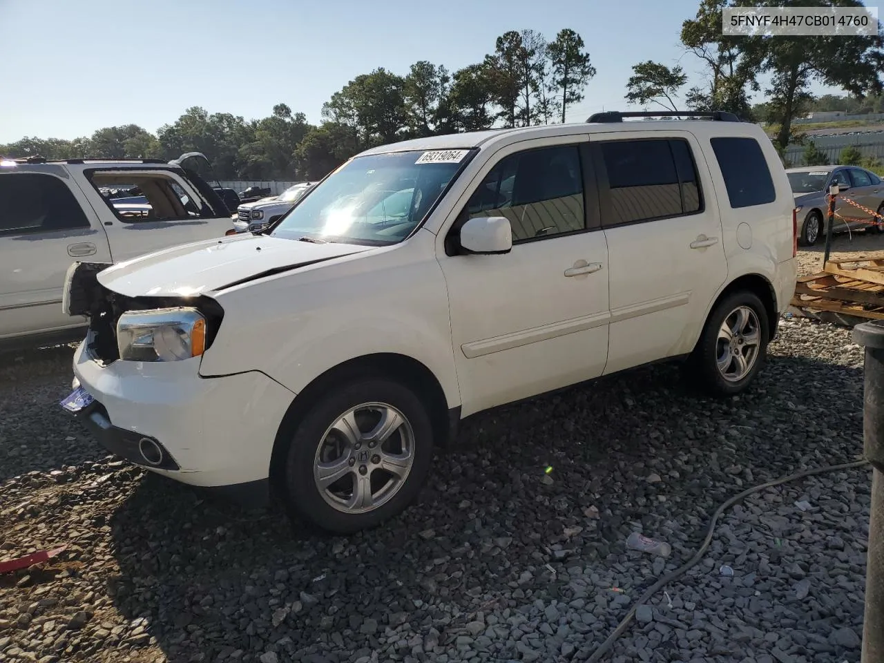 2012 Honda Pilot Ex VIN: 5FNYF4H47CB014760 Lot: 69319064