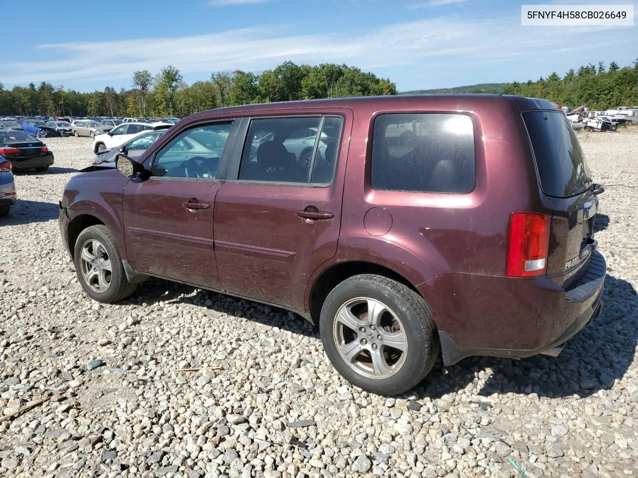 2012 Honda Pilot Exl VIN: 5FNYF4H58CB026649 Lot: 70258654