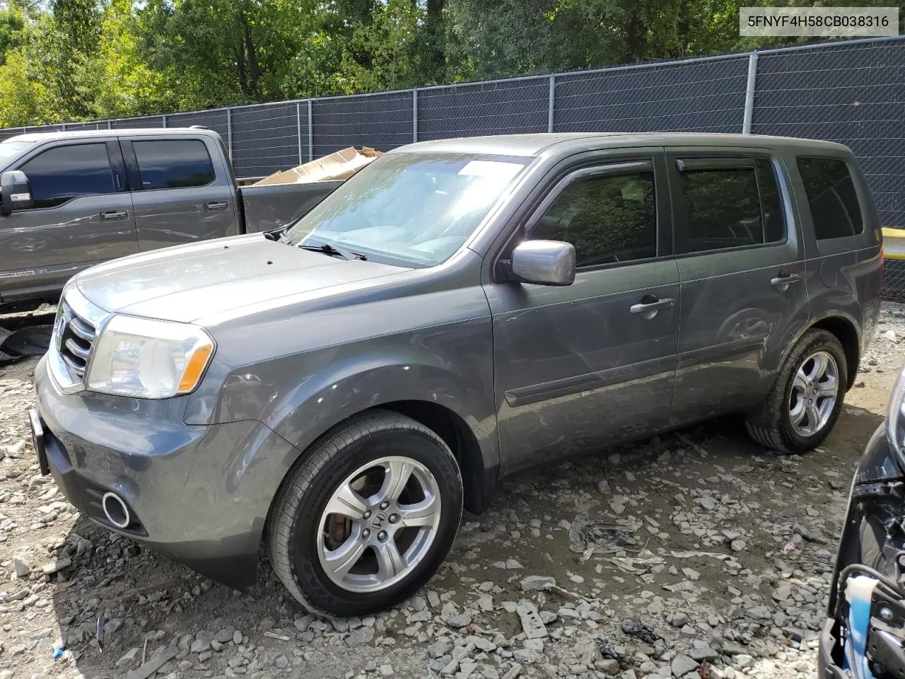 2012 Honda Pilot Exl VIN: 5FNYF4H58CB038316 Lot: 70522094