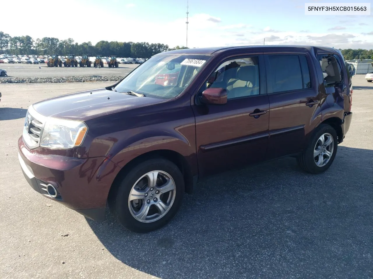 2012 Honda Pilot Exl VIN: 5FNYF3H5XCB015663 Lot: 71961684