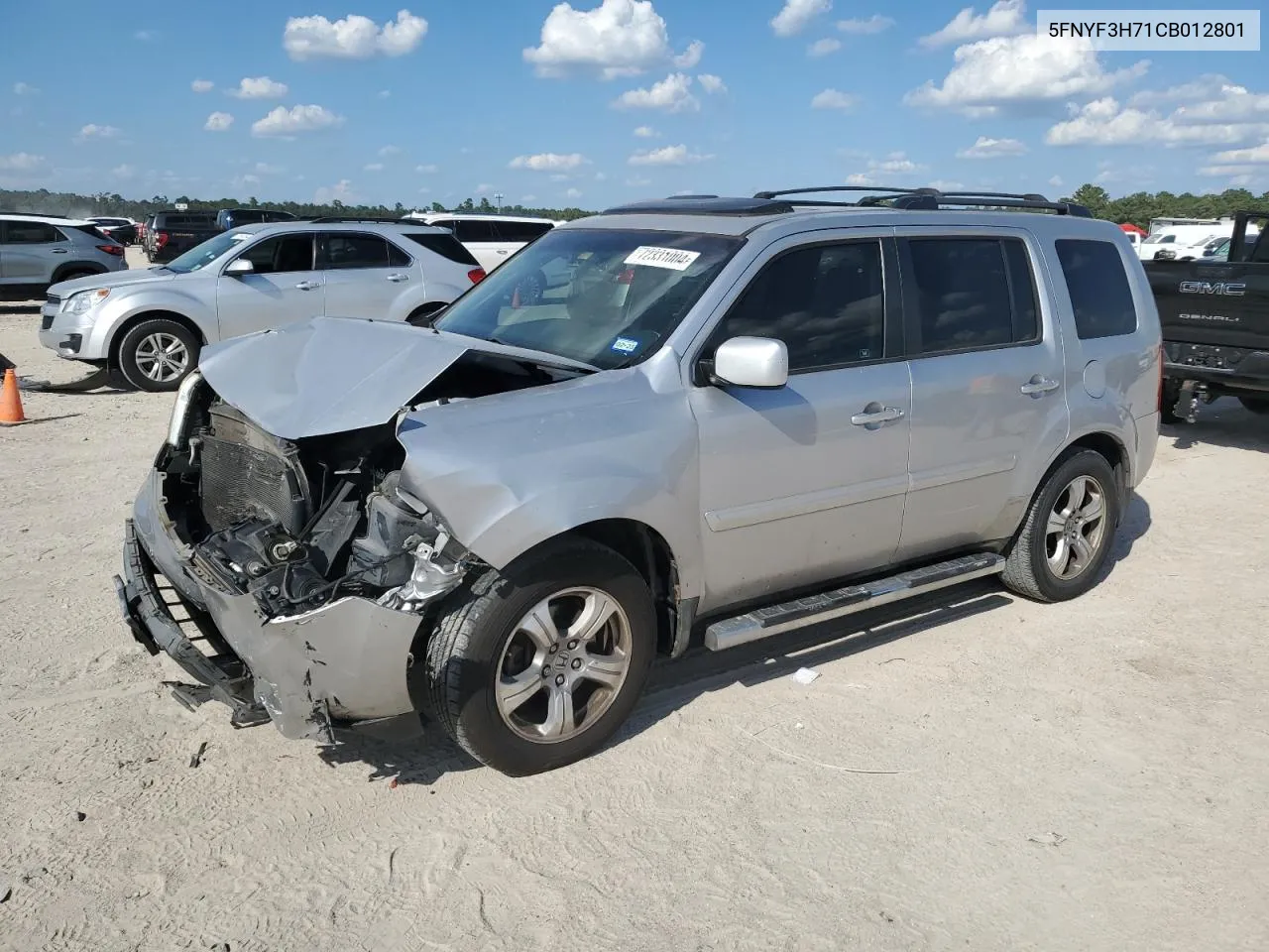 2012 Honda Pilot Exln VIN: 5FNYF3H71CB012801 Lot: 72331004