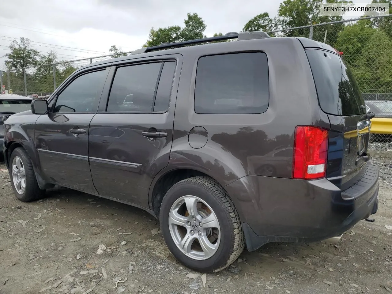 5FNYF3H7XCB007404 2012 Honda Pilot Exln