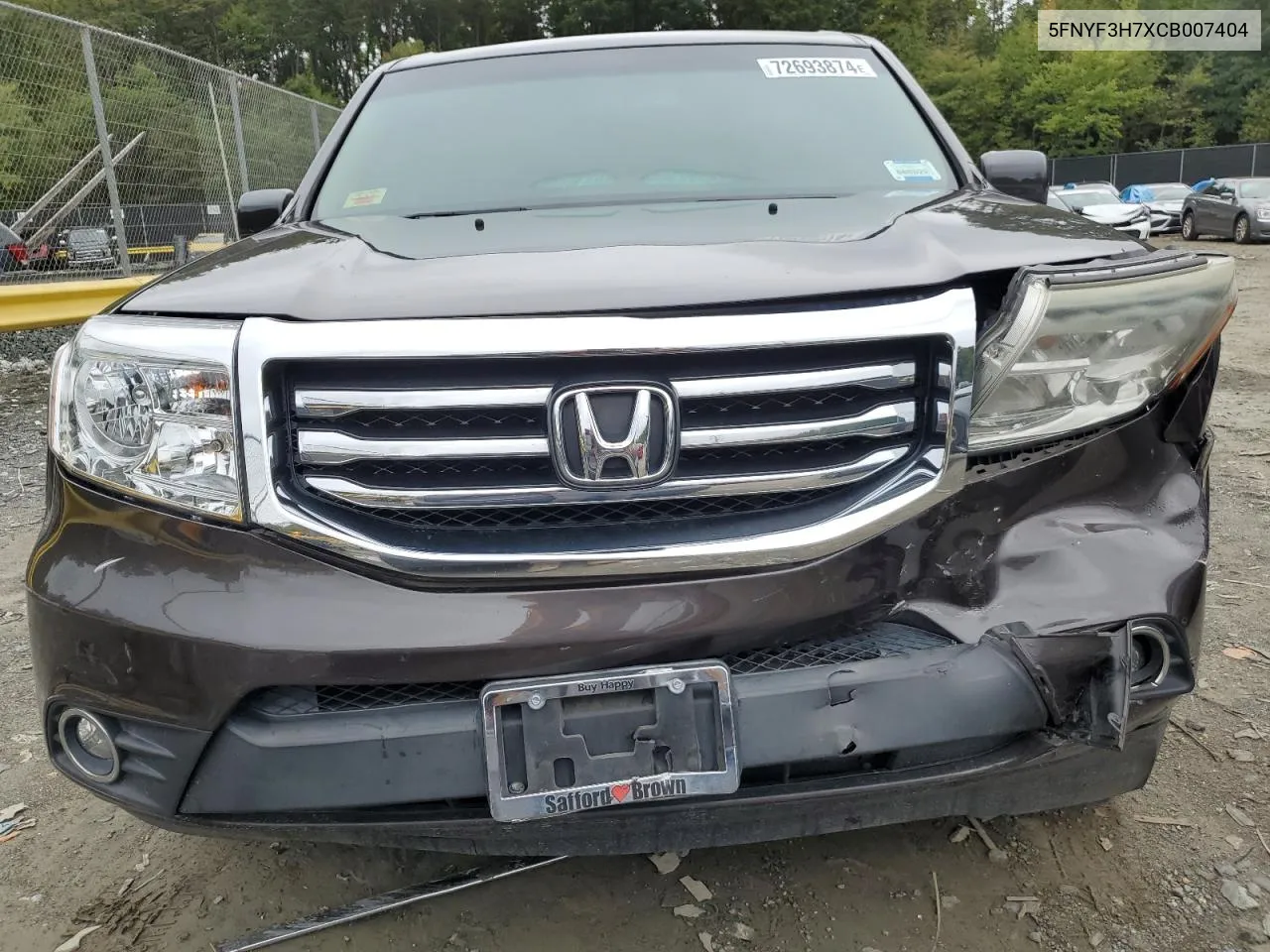 5FNYF3H7XCB007404 2012 Honda Pilot Exln