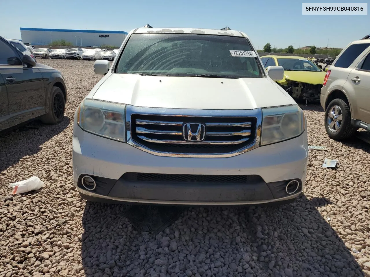 2012 Honda Pilot Touring VIN: 5FNYF3H99CB040816 Lot: 72751214