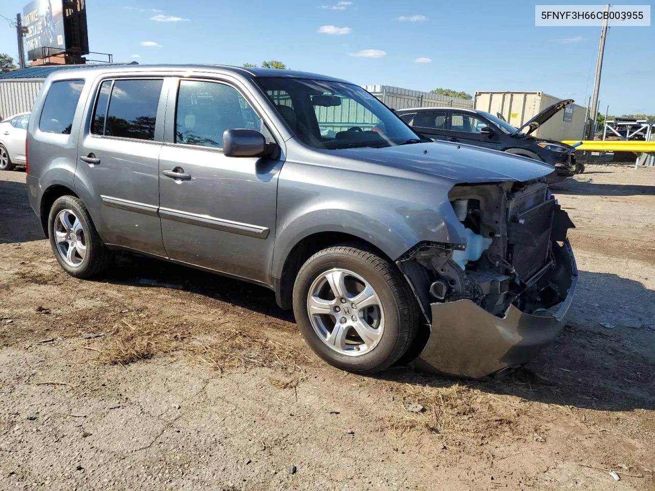 2012 Honda Pilot Exl VIN: 5FNYF3H66CB003955 Lot: 72811134