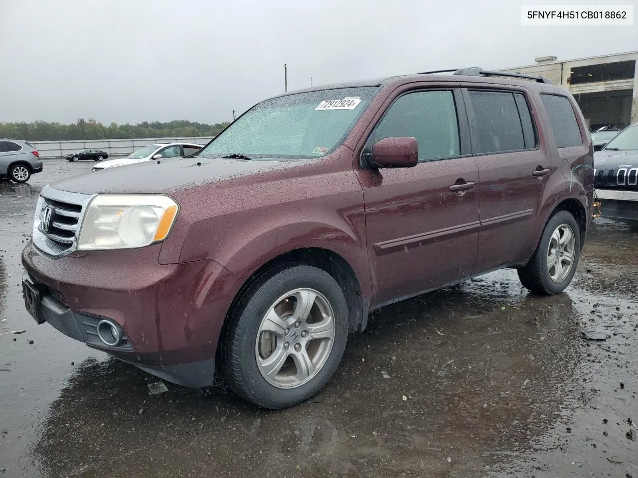 2012 Honda Pilot Exl VIN: 5FNYF4H51CB018862 Lot: 72912924