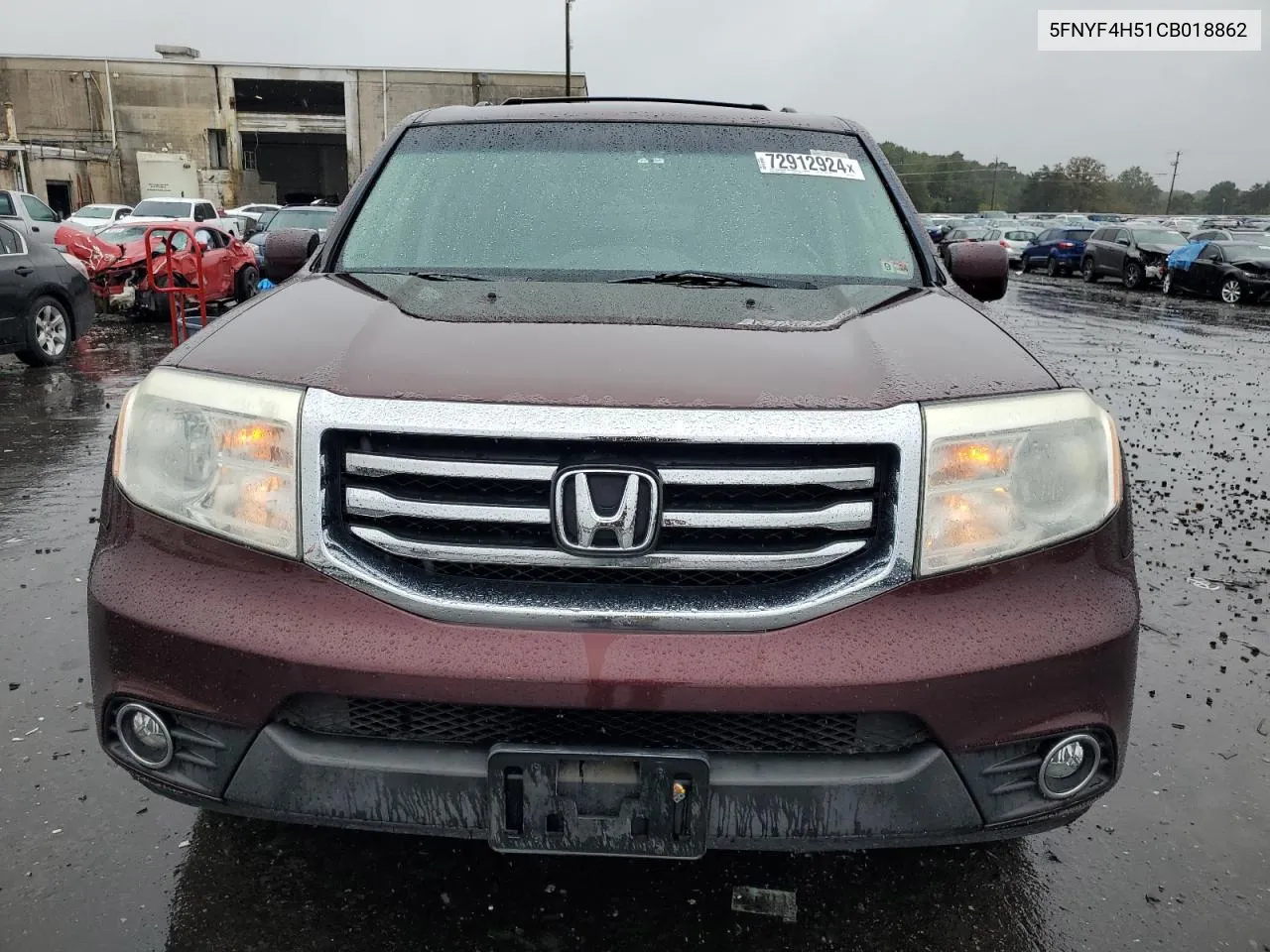 2012 Honda Pilot Exl VIN: 5FNYF4H51CB018862 Lot: 72912924