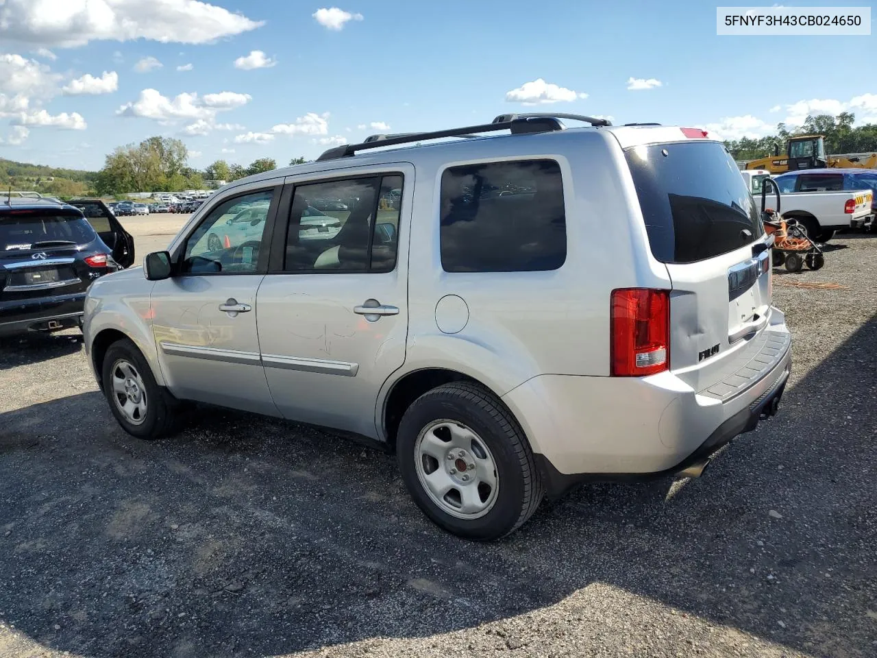 2012 Honda Pilot Ex VIN: 5FNYF3H43CB024650 Lot: 73007834