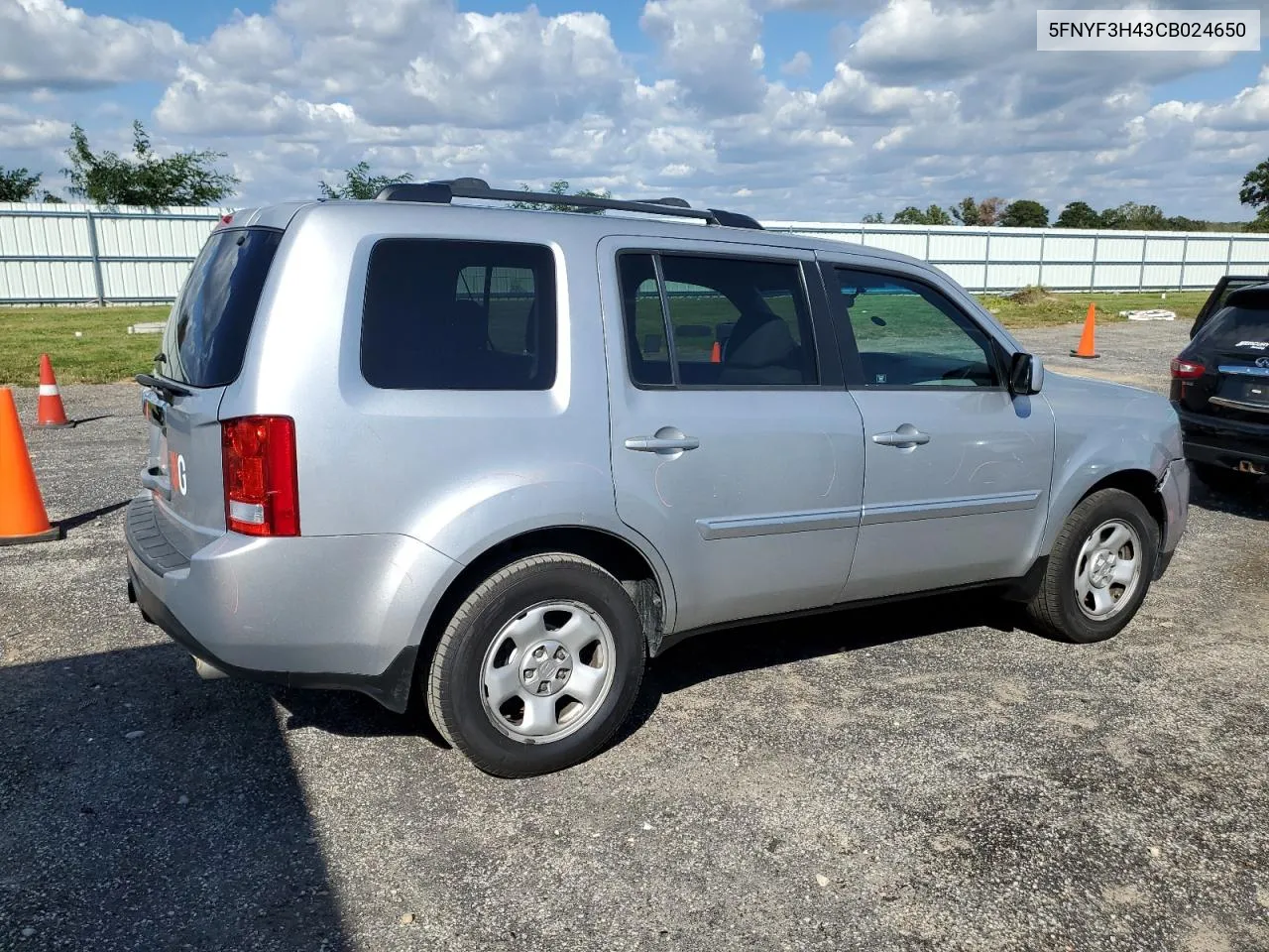 2012 Honda Pilot Ex VIN: 5FNYF3H43CB024650 Lot: 73007834