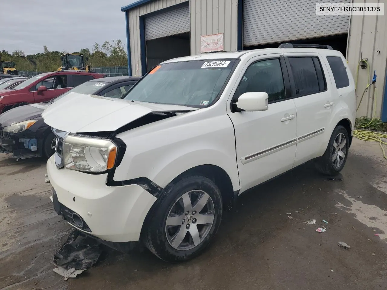 2012 Honda Pilot Touring VIN: 5FNYF4H98CB051375 Lot: 73295364