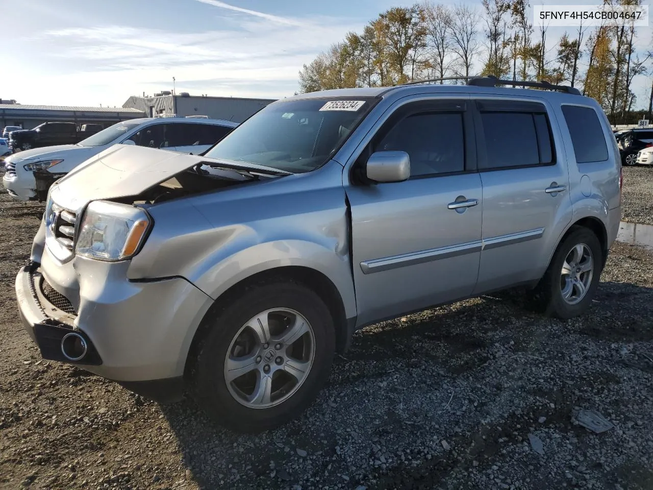 2012 Honda Pilot Exl VIN: 5FNYF4H54CB004647 Lot: 73526234