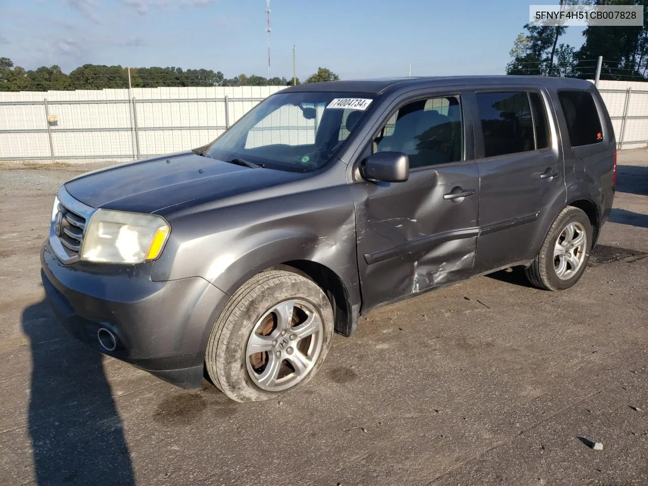 2012 Honda Pilot Exl VIN: 5FNYF4H51CB007828 Lot: 74004734