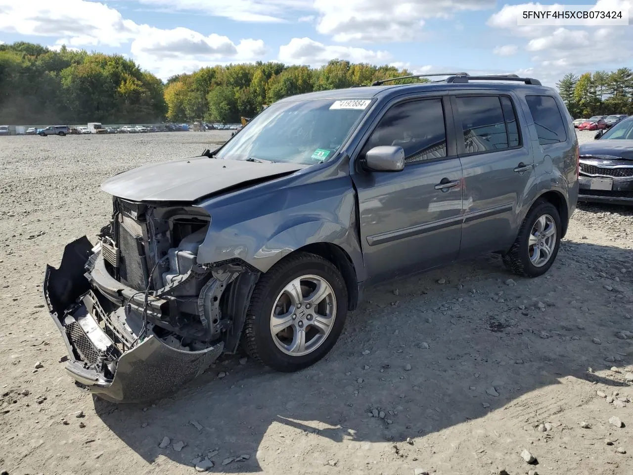 2012 Honda Pilot Exl VIN: 5FNYF4H5XCB073424 Lot: 74192884